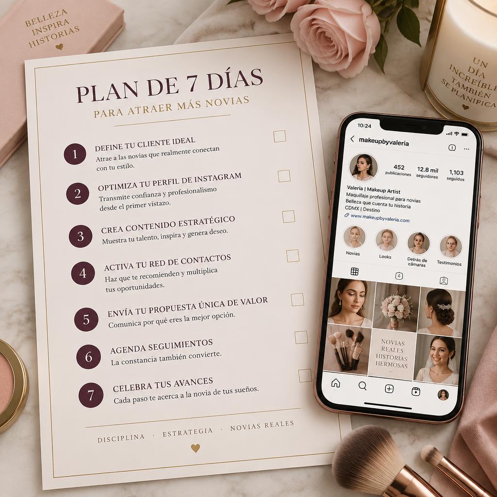 Mockup del Plan de 7 Días BRILLA™ con pasos numerados